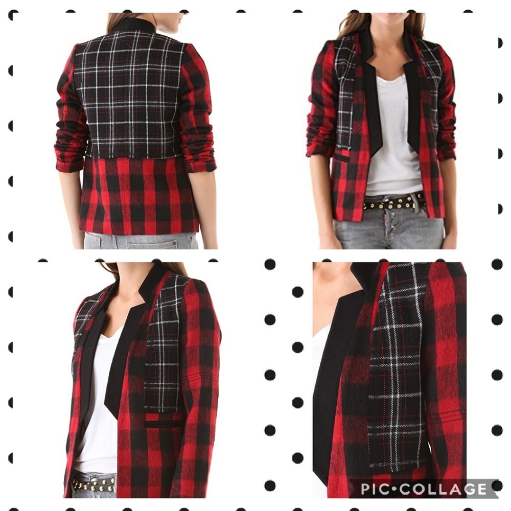 April, May Mixed Plaid Tailored Jacket - Picture 8 of 8